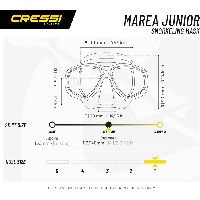 Дитяча маска для плавання Cressi Marea Jr та трубка Top, універсальний розмір, синя, для підводного плавання та снорклінгу