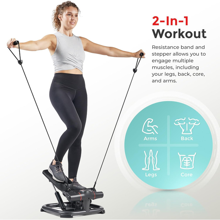 Степпер Sunny Health & Fitness Twist з еспандерами та рукояткою для фітнесу