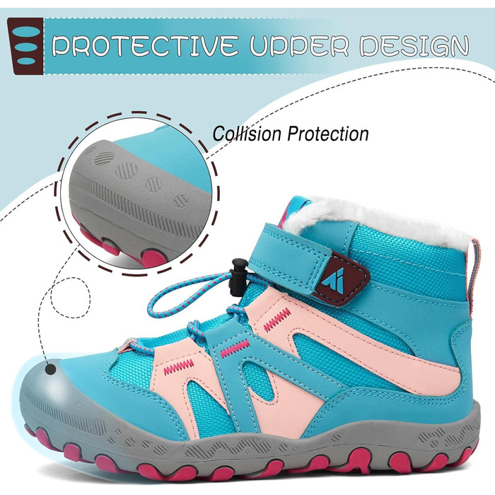 Дитячі зимові черевики Mishansha: теплі, з підкладкою, для хлопчиків та дівчаток, на шнурівці, розмір 24-38 (29 EU), блакитні