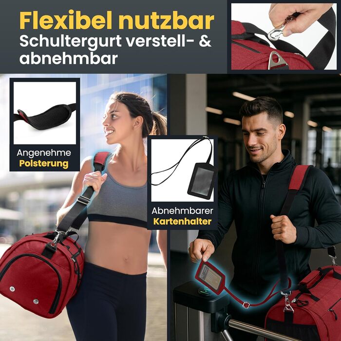 Спортивна сумка Heldenwerk® для жінок та чоловіків, 58 x 31 x 31 см, 50 л. З відділенням для взуття та мокрих речей. Ідеальна для подорожей, спортзалу та тренувань.