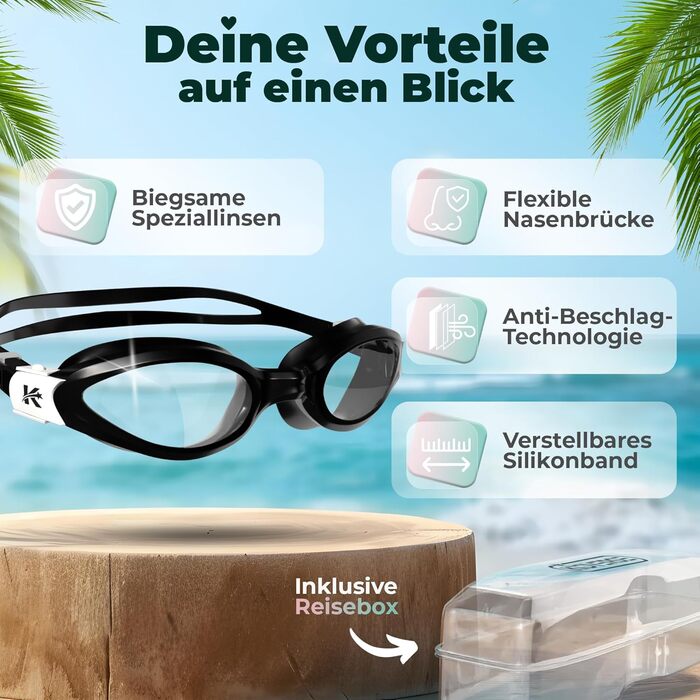 Дитячі маски для плавання Kidverse - 6-16 років, з UV-захистом та антизапотіваючим покриттям, чорні