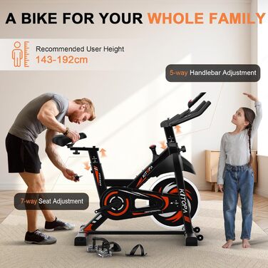 Велотренажер Kitopa Heimtrainer, смарт-фітнес велосипед з Bluetooth, LCD-дисплеєм, регульованим навантаженням, тихий кардіо орбітрек до 150 кг, помаранчевий