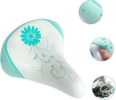 Дитячий велосипедний сидіння Avasťa для дівчаток та хлопчиків, водонепроникне, широке, м'яке, з двома амортизаторами, підходить для велосипедів 12, 14, 16, 18, 20 дюймів, гірський/дорожній, м'ятний колір