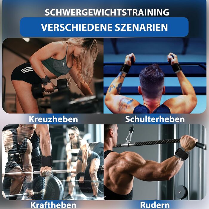 Навантажувальні петлі для важкої атлетики Zughilfen, фітнесу та пауерліфтингу, чорні. Підходять для чоловіків та жінок, для силового тренування, кросфіту та важкої атлетики.