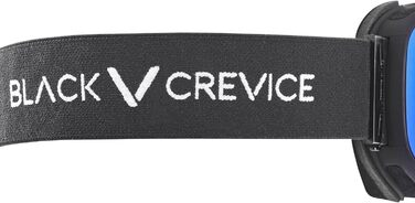Унісекс лижна маска Black Crevice без оправи, циліндричні лінзи, UV-захист, антифог, для окулярів, чорна/синя