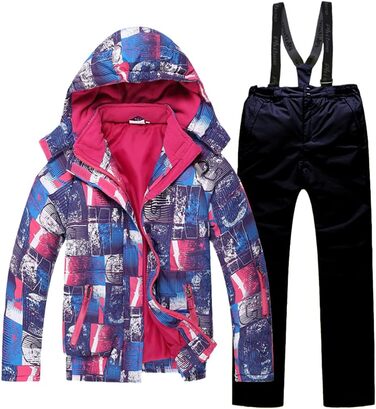 Дитячий гірськолижний костюм 2 частини: куртка та штани для дівчаток, теплий зимовий костюм для активного відпочинку, темно-синій, розмір 134-140