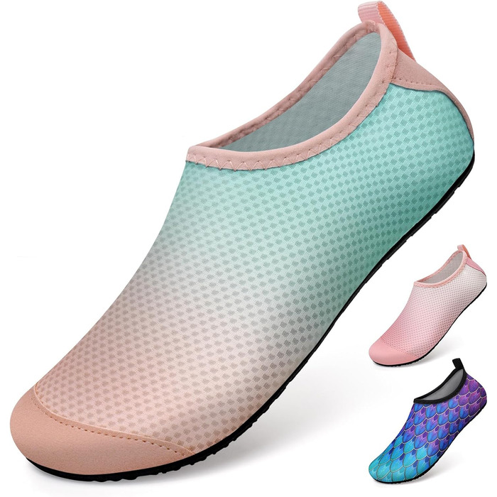 Водні черевики WateLves для жінок, чоловіків та дітей. Швидка сушка, аквашузи, пляжні черевики (рожевий, зелений, 36/37 EU)
