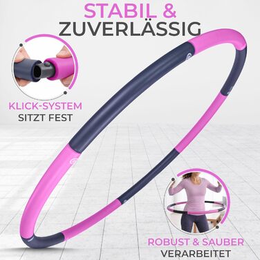 Hula Hoop для дорослих 1.5 кг, регульований, стабільний - обруч для фітнесу та схуднення (NBR піна) - графітово-пурпуровий