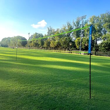 Волейбольне мережеве поле для трави, газону, двору, в приміщенні та на вулиці. Регульоване по висоті, міцне, комплект з натягувачами та затискачами. 32 фути, блакитний + жовтий