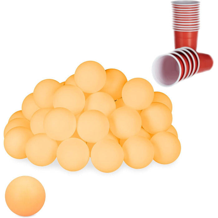 Пластикові м'ячі для Beer Pong Relaxdays, 288 шт, 38 мм, оранжеві, без малюнка, для пінг-понгу та настільного тенісу