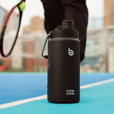 Термобутилка BOTTLE BOTTLE 1.8 л з трубочкою, пігулковницею та ручкою, нержавіюча сталева пляшка для води для спорту і подорожей, чорна