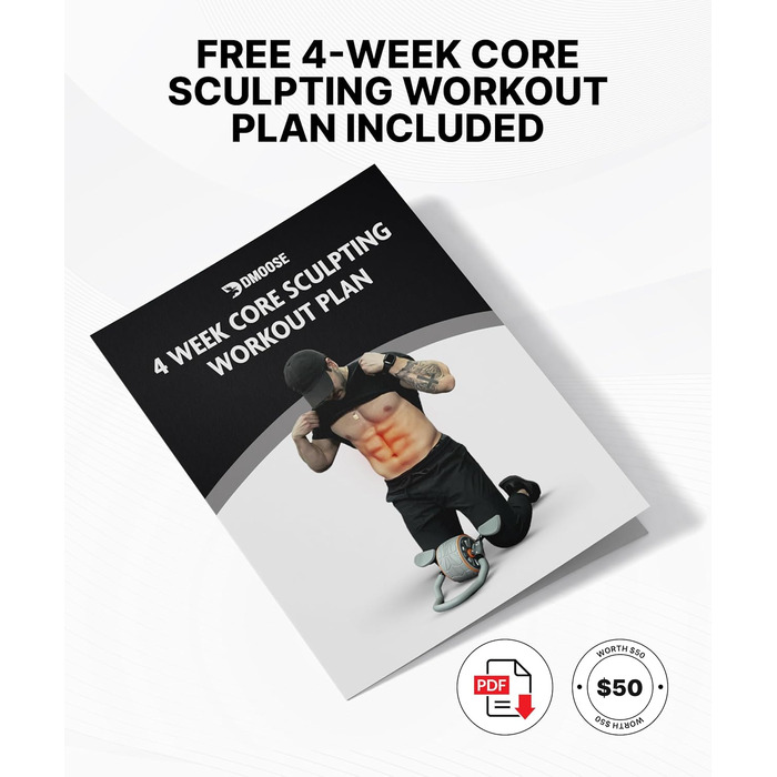 Ролер для пресу DMoose з наколінниками для тренування пресу та кора. Ідеально для дому та фітнесу (сірий)