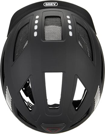 Велосипедний шолом ABUS Hyban 2.0 LED з підсвіткою, чорний, розмір M (52-58 см), переднє і заднє світло, міцна жорстка оболонка, для чоловіків та жінок