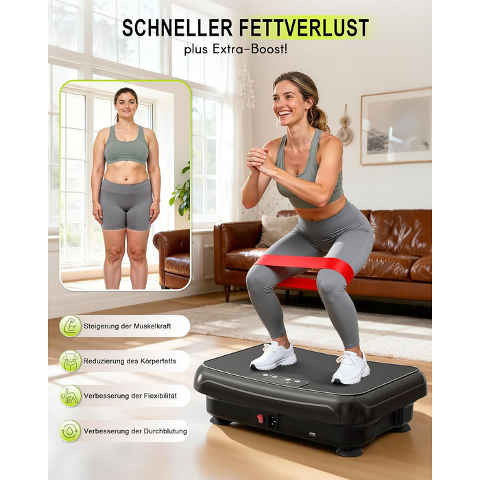 Віброплатформа HomeFitnessCode Mini для жінок - тренажер з різними рівнями інтенсивності, вібротренажер для дому, схуднення, нарощування м'язів, тренування всього тіла, чорний