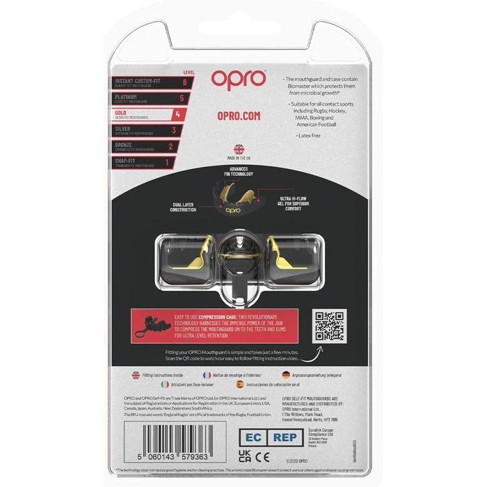 Захисна капа OPRO Gold для брекетів, спортивна капа для дорослих з інноваційною технологією підгонки, для боксу, лакросу, ММА, єдиноборств, хокею та контактних видів спорту, чорна/золота