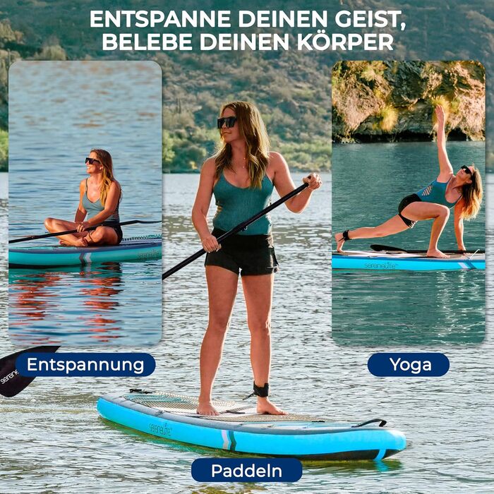 Надувний SUP-борд SereneLife 84x32 см до 160 кг для дорослих – комплект з веслом, насосом, рюкзаком
