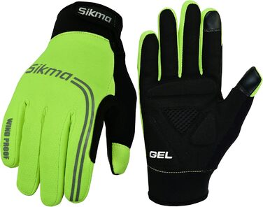 Велосипедні рукавички Sikma жовтого кольору, повний палець, з гелевою підкладкою, вітронепроникні, сумісні з сенсорними екранами, розмір L