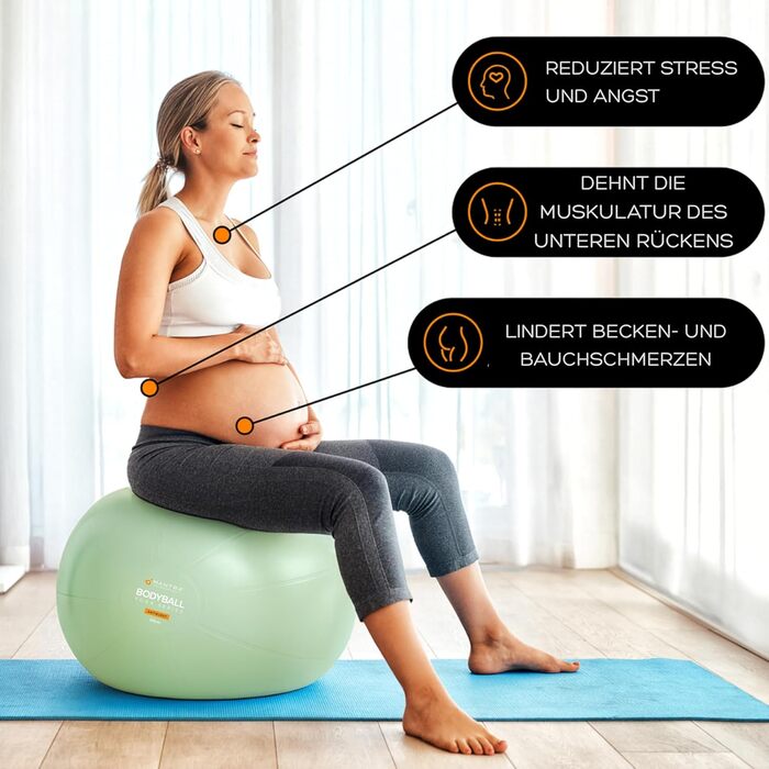 М'яч для фітнесу та йоги MANTRA SPORTS – фітбол для офісу, спини та вагітності, баланс-м'яч, розмір L (1,61 м – 1,78 м), колір м'ятний