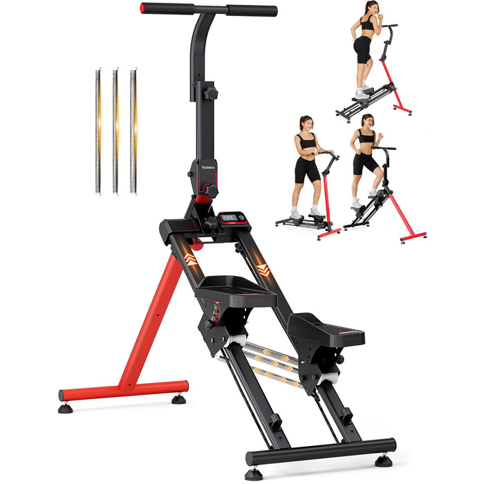 Сходи-степер YOLEO з регульованим опором для дому, компактний кардіо-тренажер, 3 режими тренувань, великі платформи, 90% зібраний, з ручкою