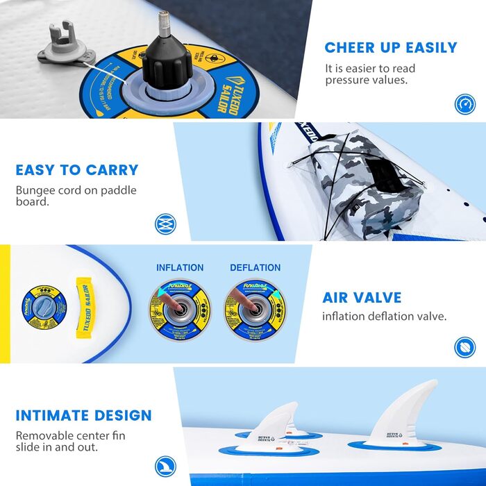 Надувний SUP Борд Tuxedo Sailor Stand Up Paddle Board з преміум аксесуарами для дорослих та підлітків