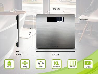 Ваги підлогові Soehnle Style Sense Safe 300, цифрові, нержавіюча сталь, до 300 кг, з великим LCD-дисплеєм