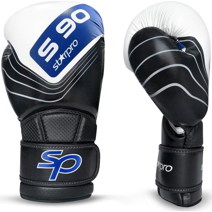 Боксерські рукавички Starpro 12oz для сильних ударів, чоловічі та жіночі, біло-чорні, для тренувань та спорту