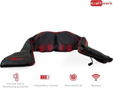 Kraftwerk® бездротовий шиацу масажер для шиї, спини та плечей з інфрачервоною підігрівом, 3D обертовий масажний пояс, масажер для спини та шиї з функцією нагріву