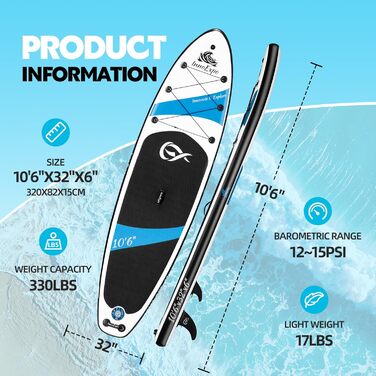 SUP-дошка InnoExpo надувна, 320x82x15 см, чорна: комплект з преміум аксесуарами для підлітків та дорослих