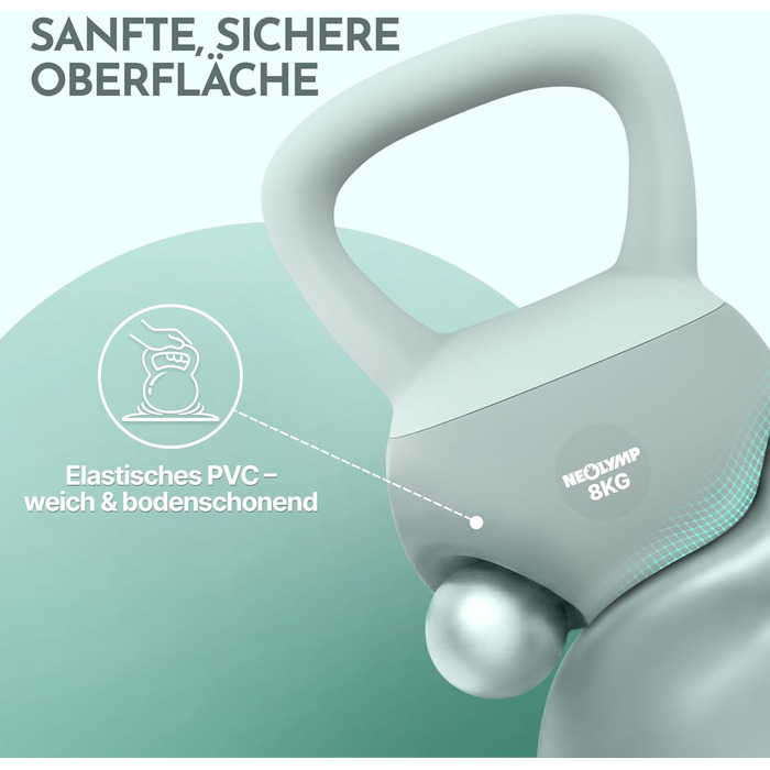 NEOLYMP Soft Kettlebell: м'яка гантеля для фітнесу з регулюванням ваги 2-12 кг, Sky-blue (8 кг)