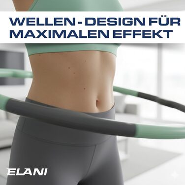 Hula Hoop ELANI 90см для схуднення, зелений м'ятний, 1.5кг - фітнес обруч з хвилястою формою та посібником