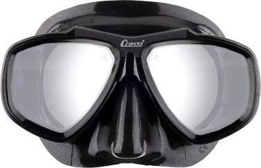CRESSI Focus маска для дайвінгу та снорклінгу, чорна з дзеркальною Spectra срібною лінзою, універсальний розмір, унісекс
