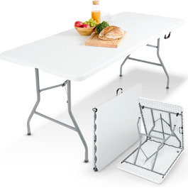 Складаний садовий стіл Arebos Buffettisch 182x74x74 см | Стіл для відпочинку, вечірок, кемпінгу | Білий