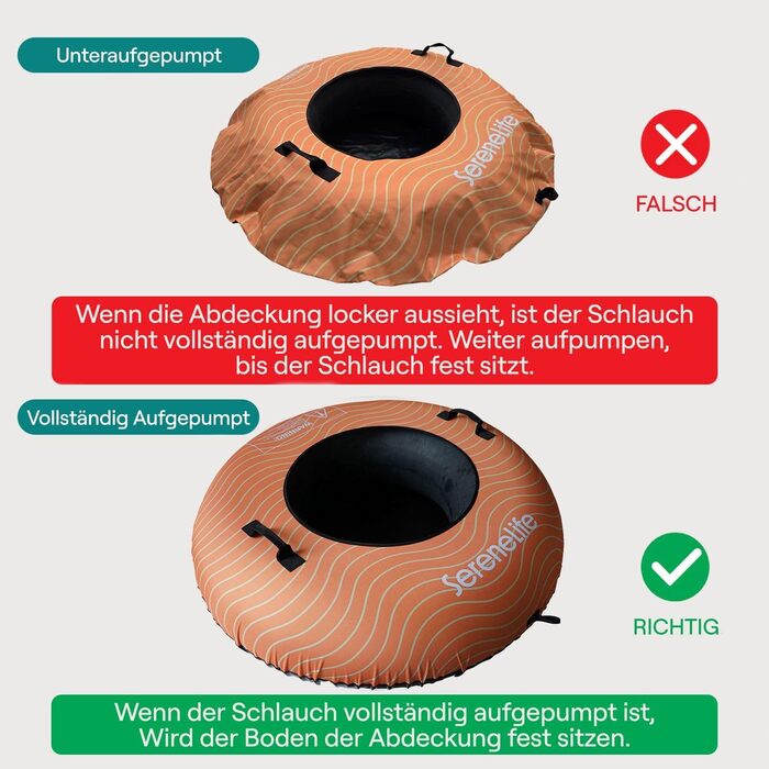 Надувний сніговий санки SereneLife – 122 см, XXL, для дітей та дорослих, з антиковзним дном та тросом