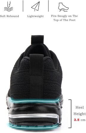 Кросівки Hitmars для чоловіків та жінок. Потужні спортивні кросівки для бігу та занять спортом. Чорний колір, розміри 36-48 EU. Модель N1