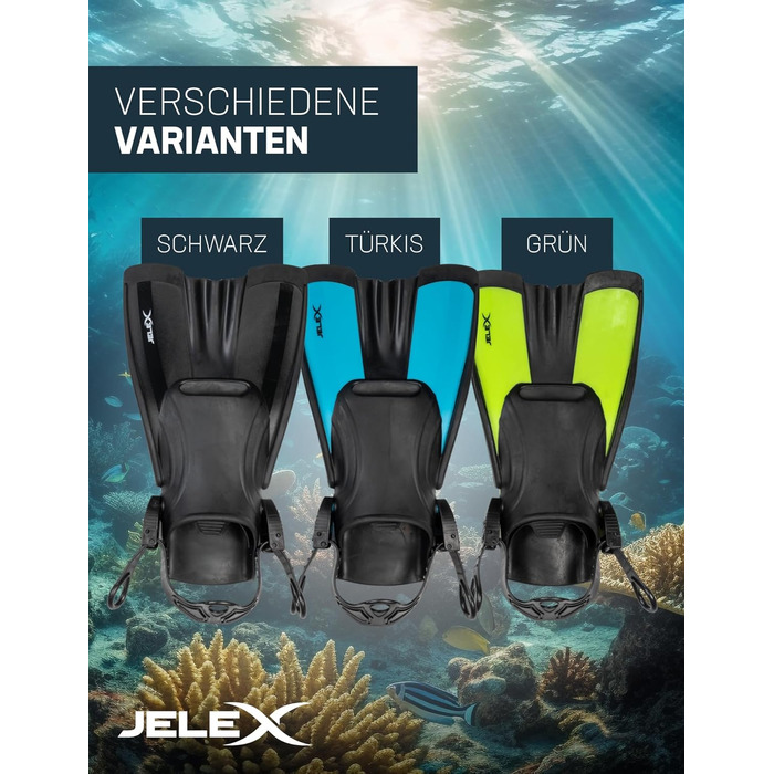Набір для підводного плавання JELEX Deepsea: шноркель, короткі ласти та гнучка маска для дітей, підлітків і дорослих, розмір 44-48, зелений