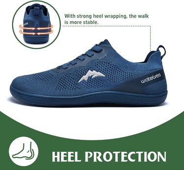 WateLves Легкі дихаючі кросівки для ходьби та тренувань, мінімалістичні трейлранні кросівки для жінок та чоловіків (37 EU, Синій)