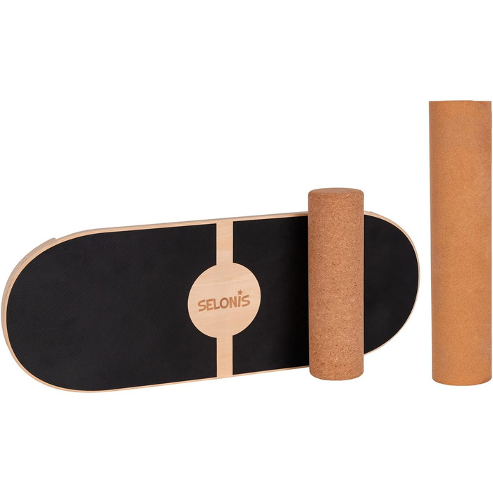 Балансборд дерев'яний для дорослих та дітей: тренування координації, фізіотерапія, серфінг, скейтборд, фітнес, кросфіт, йога. З матом та без. 80x30 см. Натуральне дерево