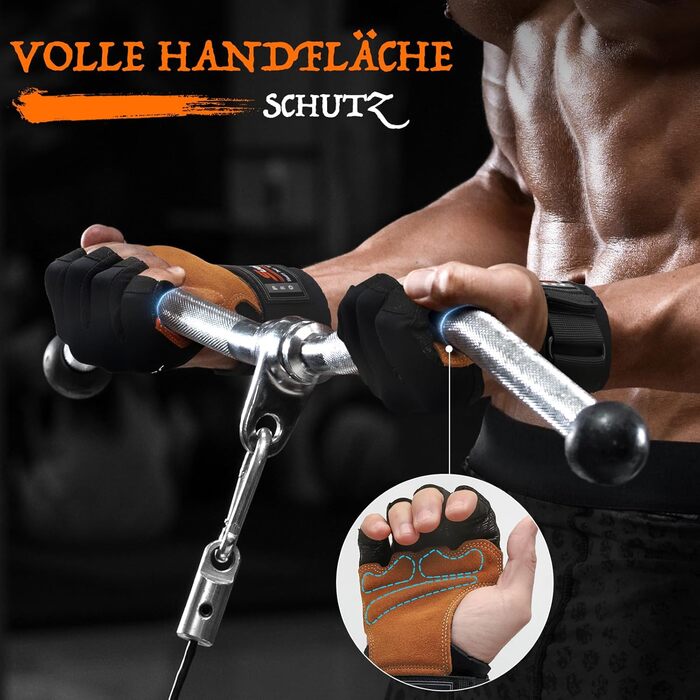 Фитнес рукавички SueStar для силових тренувань з підтримкою зап'ястя, повний захист долоні та силіконовими накладками, для важкої атлетики, станової тяги та вправ