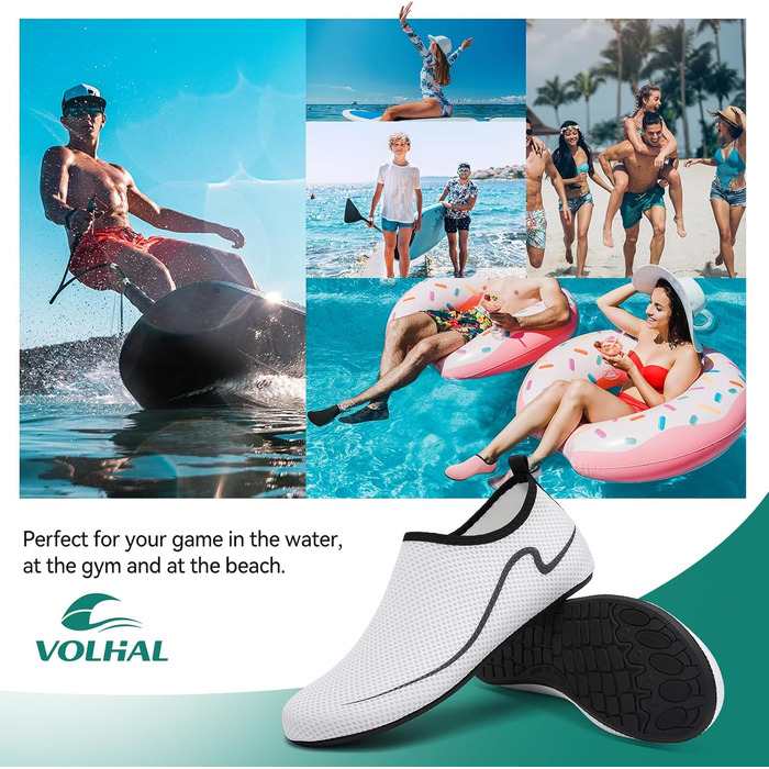 Чоботи для плавання та водних видів спорту: легкі, швидковисихаючі, з антиковзким покриттям (42 EU, білий)