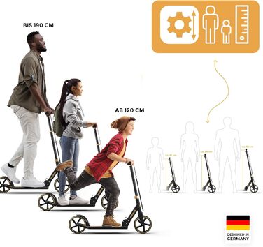 Скутер Apollo Phantom Pro City - XXL колеса, складний, регульована висота, для дорослих, дітей та підлітків, компактний міський ролер (Phantom Pro - Gold)