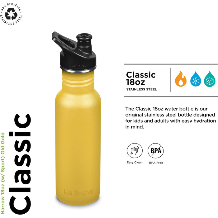 Термобутилка Klean Kanteen Classic 532 мл вузька, золота