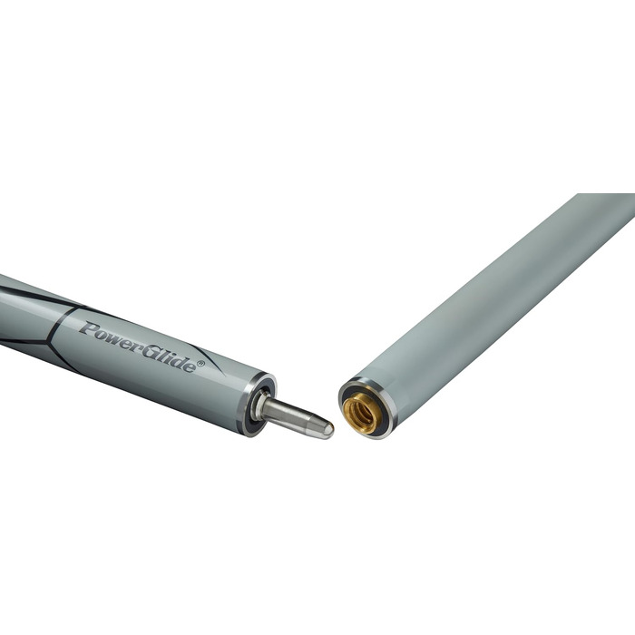 Кий для більярду/снукеру PowerGlide | Фіберглас, гладка поверхня, 2 частини, чорний/сірий, наконечник 10mm, повний розмір 57'', вага 18oz/19oz, Estrella