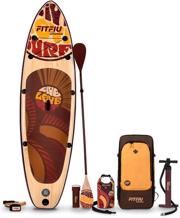 Надувна SUP-дошка FITFIU Fitness DANTA 320x81x15 см з комплектом: регульоване подвійне весло, насос, 3 плавники та аксесуари для сапбордингу