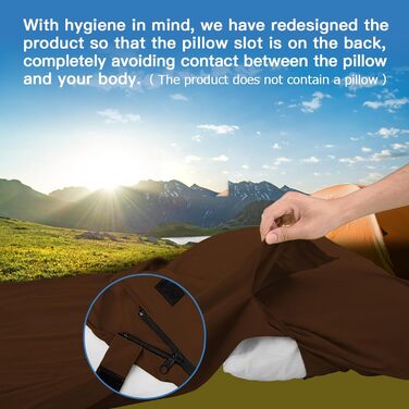 Легкий шовковий спальний мішок для подорожей 2в1, мікрофібра, компактний, для кемпінгу та подорожей, зелений (кофе)