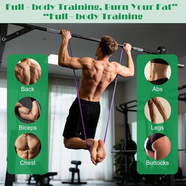 Набір еластичних стрічок для фітнесу з 5 рівнями опору, 2 ручками, 1 дверним анкером, сумкою для перенесення та інструкцією. Ідеально для йоги, силових тренувань чоловіків та жінок