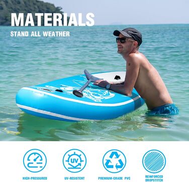 Надлегка SUP дошка FEATH-R-LITE для дорослих, широка стабільна конструкція, комплект: весло, сумка, насос, синя