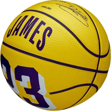 Баскетбольний м'яч WILSON NBA Player Icon, розмір 7 та міні 3, для вулиці, Лос-Анджелес Лейкерс