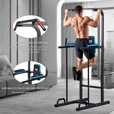 Стійка для підтягувань та віджимань JX FITNESS Kraftturm, багатофункціональна станція для тренувань, турнік, бруси, прес, домашній спортзал