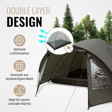 Намет WANDERFALKE® для 2-4 особи, водонепроникний (4000 мм), ультралегкий, з невеликим об'ємом у складеному стані. Сімейний намет з тамбуром для кемпінгу, подорожей, риболовлі. Підходить для теплої та холодної погоди (CAMP 4)