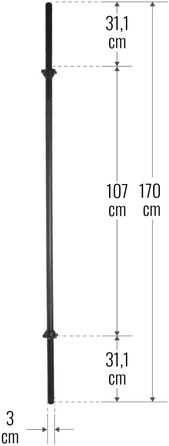 Олімпійський гриф GORILLA SPORTS 170 см, 30 мм, до 200 кг, зіркові замки, рифлена ручка, хромований, сріблясто-чорний